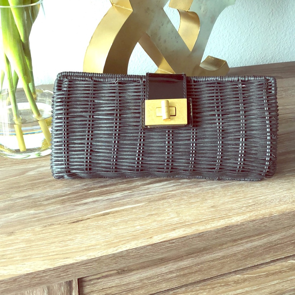 J.Crew Black Basket Weave Clutch